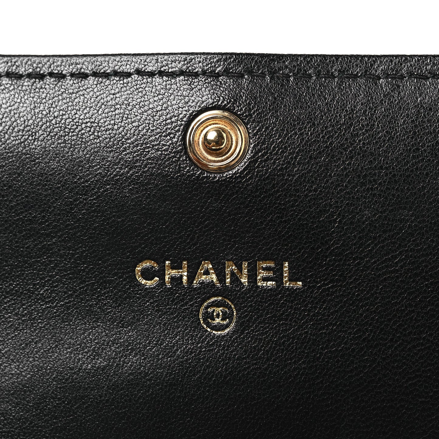 Lambskin Pearl Quilted CC Flap Card Holder With Chain  Black