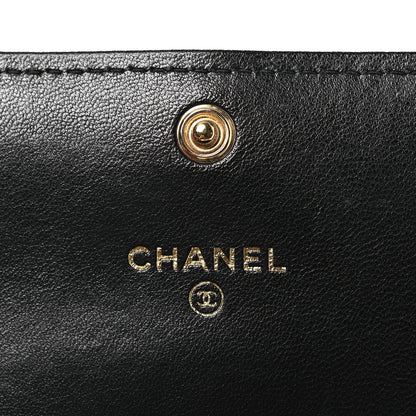 Chanel Lambskin Pearl Quilted CC Flap Card Holder With Chain  Black 6 of 11