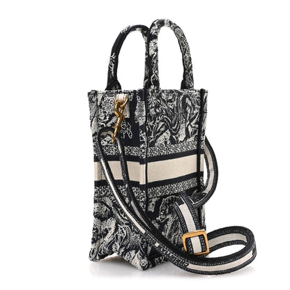Christian Dior Canvas Toile de Jouy Reverse Embroidered Mini Book Tote Phone Bag Blue 3 of 10