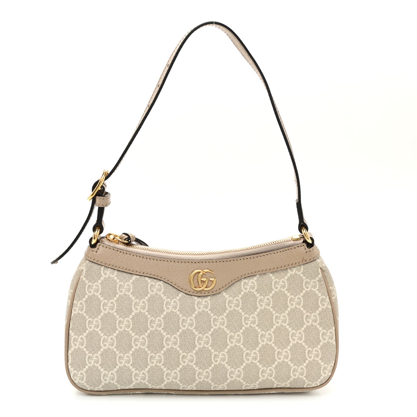 GG Supreme Monogram Textured Dollar Calfskin Small Ophidia Hobo Beige Mystic White Oatmeal