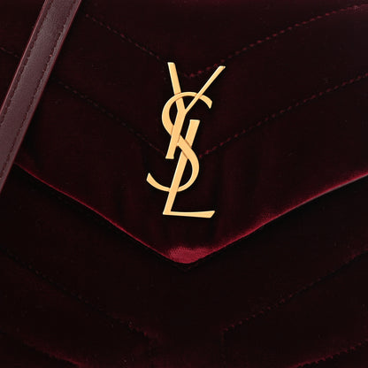 Saint Laurent Velvet Y Quilted Monogram Toy Loulou Crossbody Bag French Burgundy 8 of 10