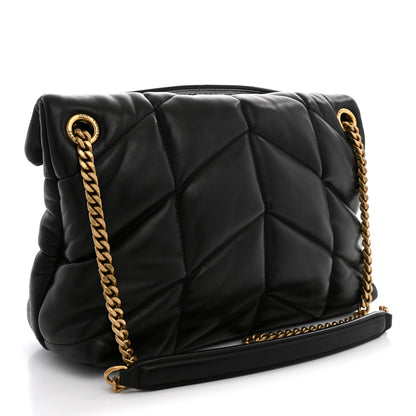 Saint Laurent Lambskin Quilted Small Loulou Puffer Monogram Chain Satchel Black 3 of 10