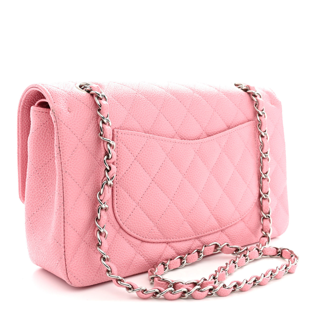 Caviar Quilted Medium Double Flap Pink
