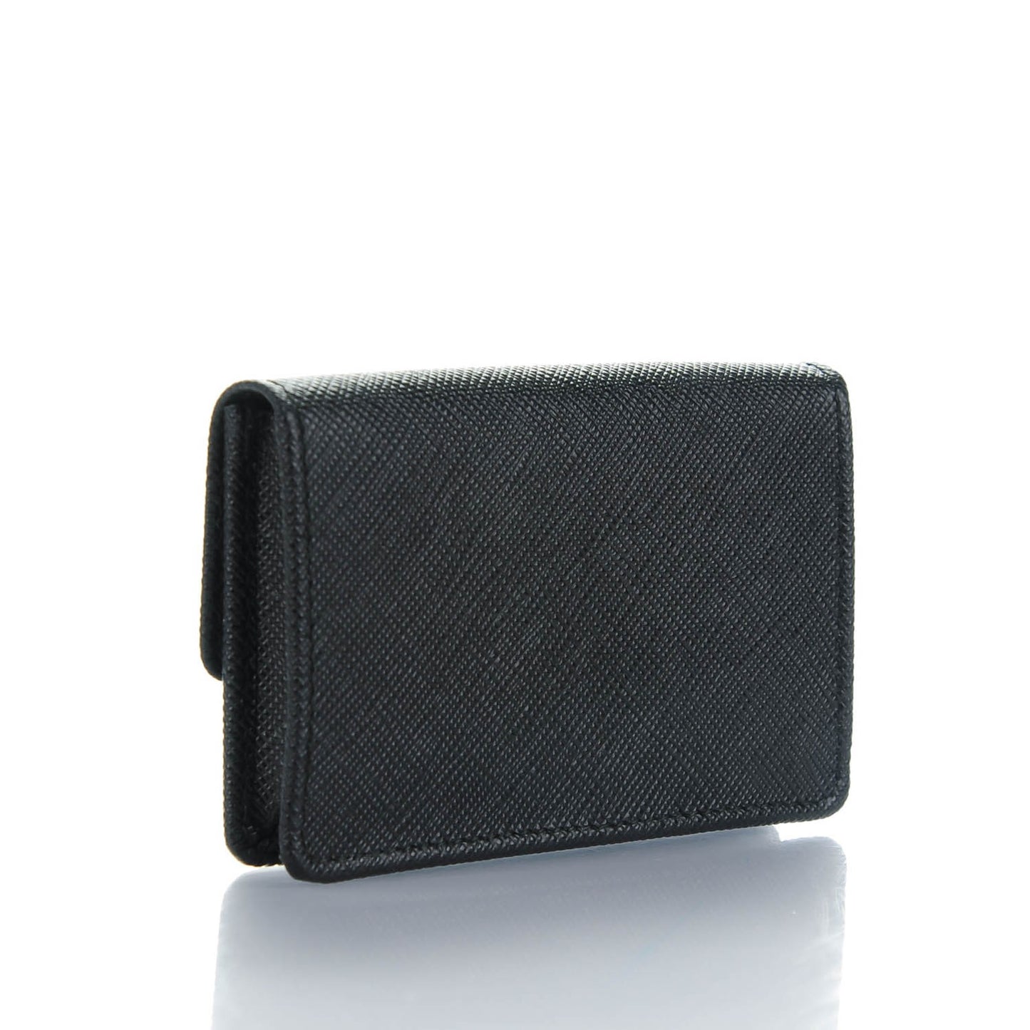 Saffiano Metal Flap Card Holder Black