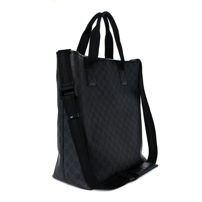 Gucci GG Supreme Monogram Web Handle Vertical Tote Black Grey 3 of 11