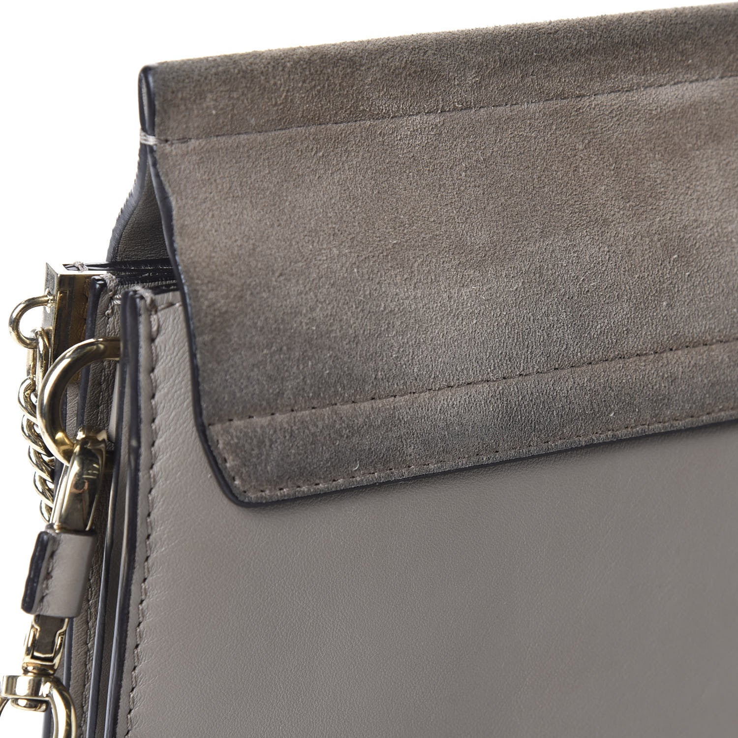 Chloe Calfskin Suede Medium Faye Shoulder Bag Motty Grey 11 of 12