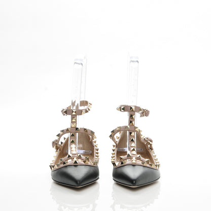 Valentino Garavani Nappa Rockstud Cage Ballerina Flats 35.5 Black Poudre 3 of 7