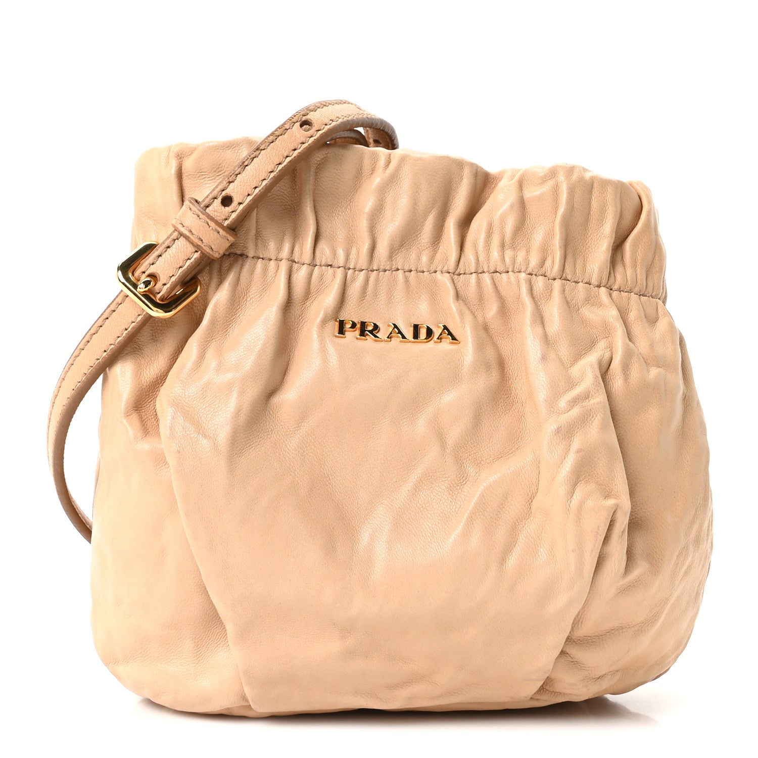 Prada Nappa Antique Bucket Bag Beige 1 of 9