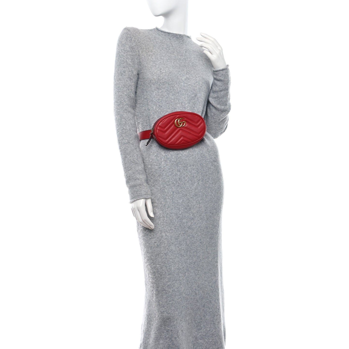 Calfskin Matelasse GG Marmont Belt Bag 85 34 Hibiscus Red