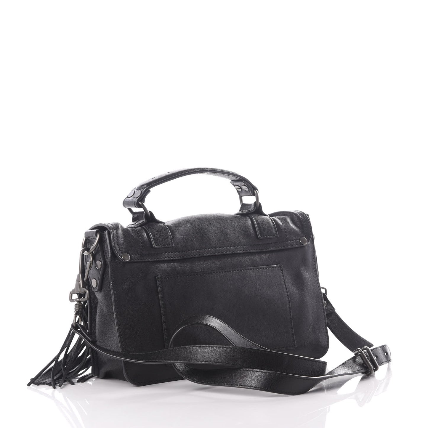 Lambskin Tiny Fringe Lux PS1 Satchel Black