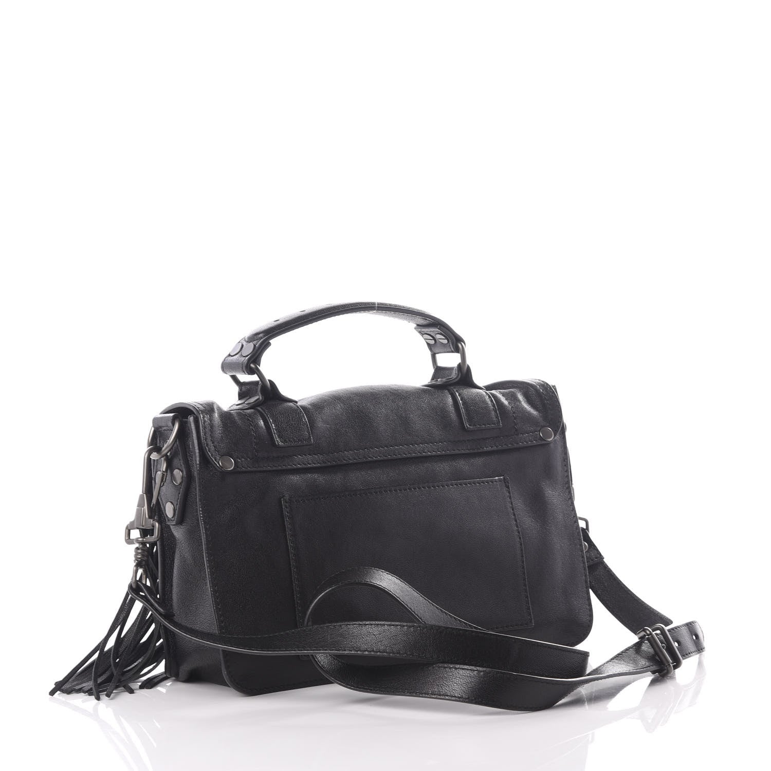 Proenza Schouler Lambskin Tiny Fringe Lux PS1 Satchel Black 2 of 9