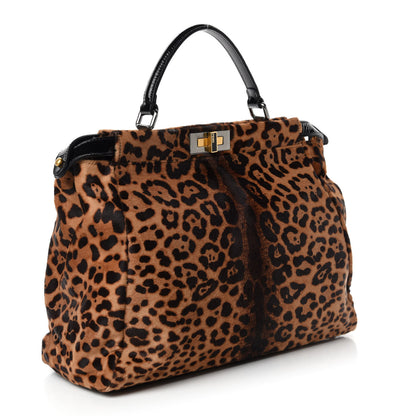 Fendi Calf Hair Leopard Print Zucca Large Peekaboo Iconic Satchel Tobacco 3 of 11