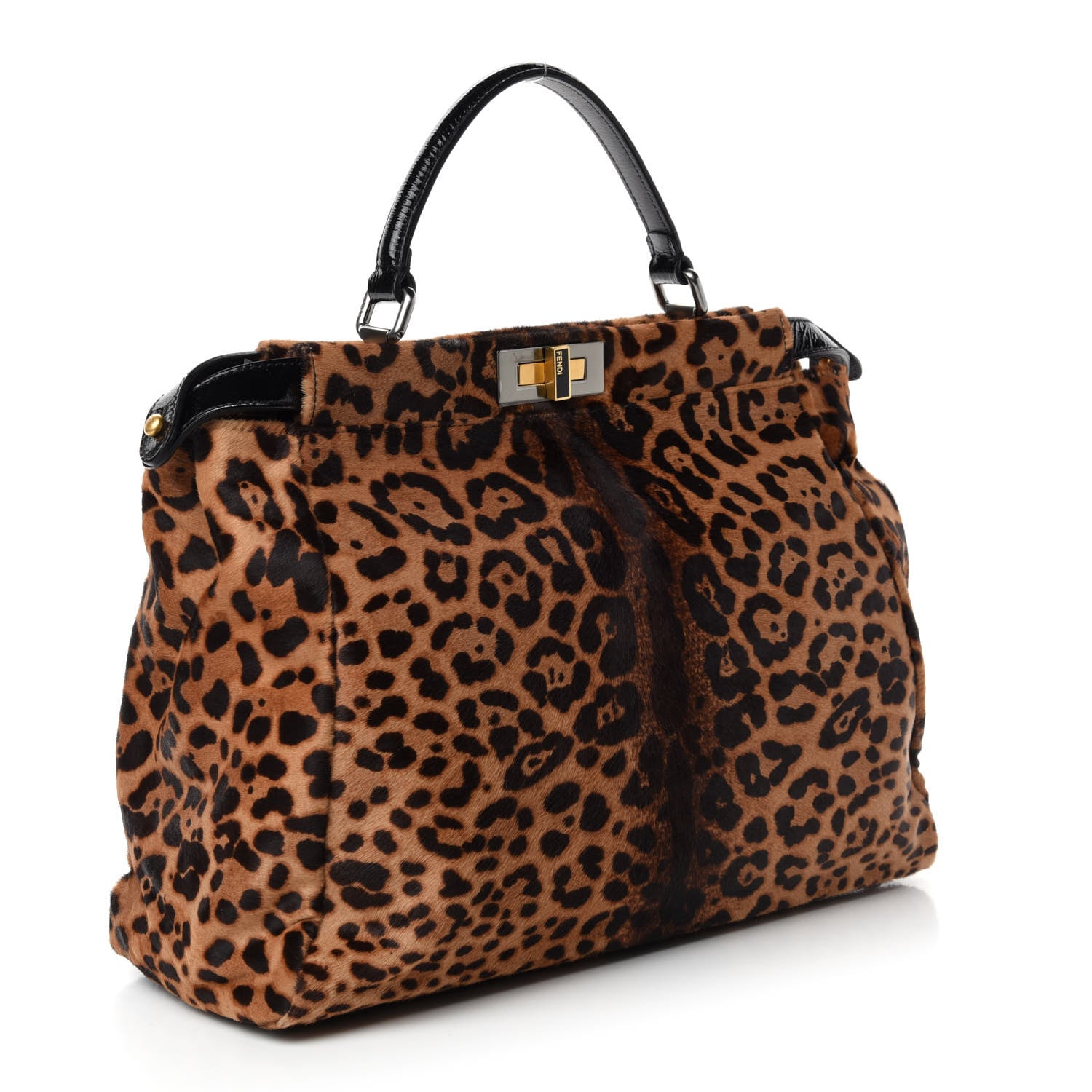 Fendi Calf Hair Leopard Print Zucca Large Peekaboo Iconic Satchel Tobacco 3 of 11