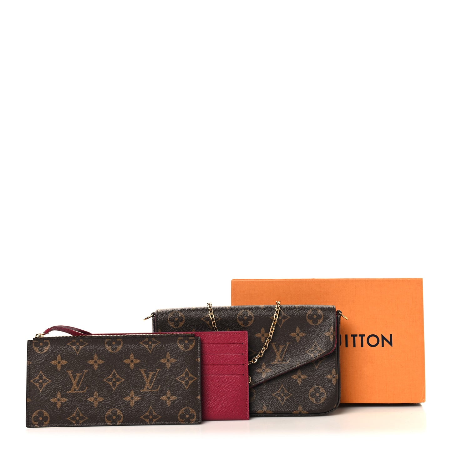 Monogram Pochette Felicie Chain Wallet Fuchsia