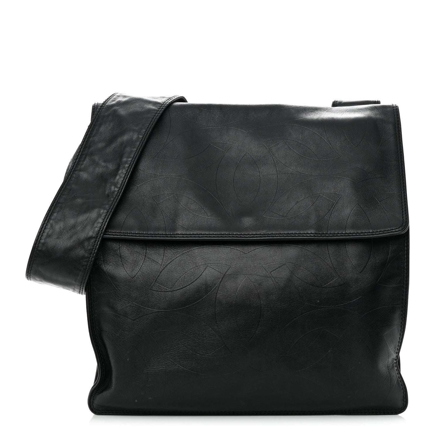 Chanel Calfskin Embossed CC Messenger Bag Black 1 of 15