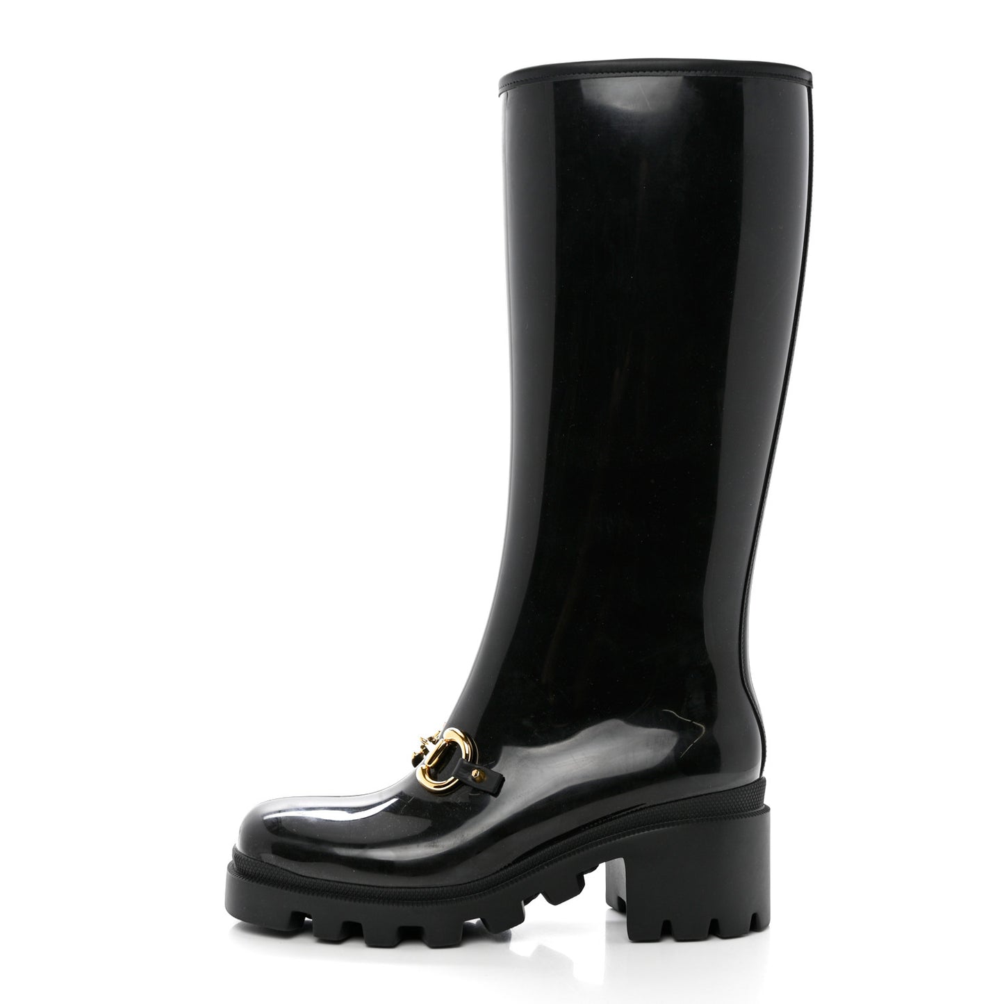 Rubber Horsebit Knee High Boots 40 Black