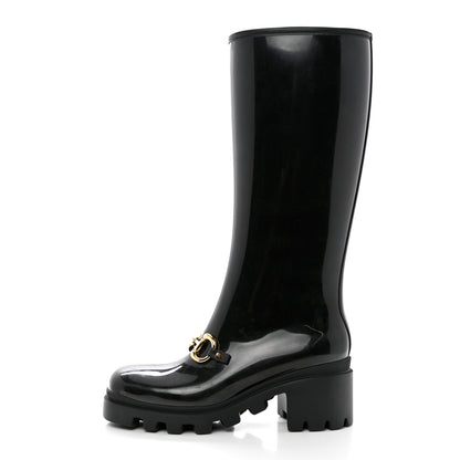 Gucci Rubber Horsebit Knee High Boots 40 Black 1 of 10