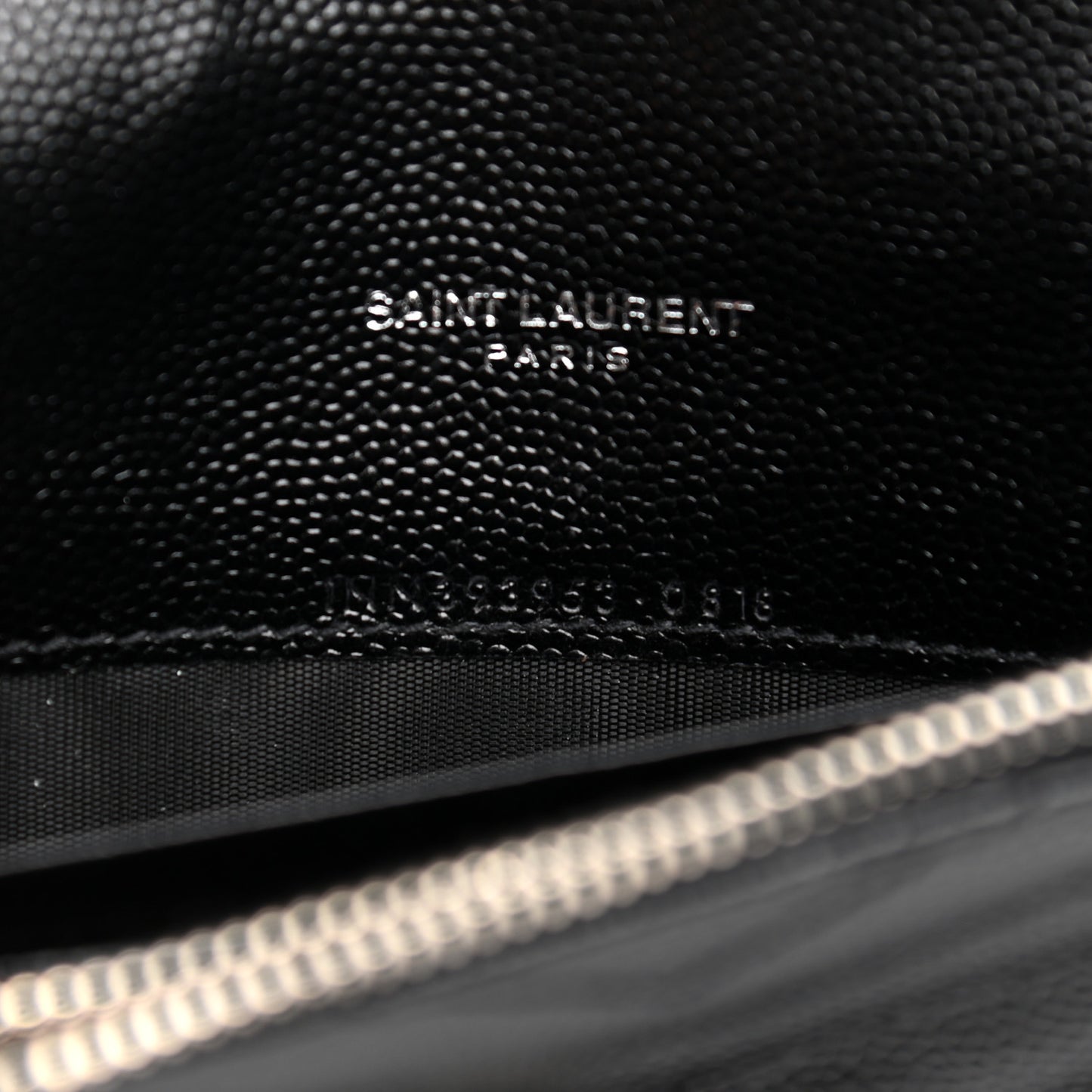 Grain De Poudre Matelasse Chevron Monogram Envelope Chain Wallet Black