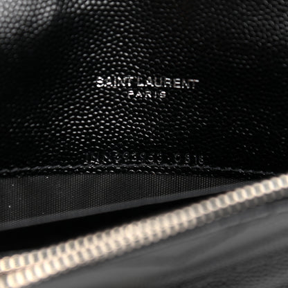 Saint Laurent Grain De Poudre Matelasse Chevron Monogram Envelope Chain Wallet Black 6 of 8