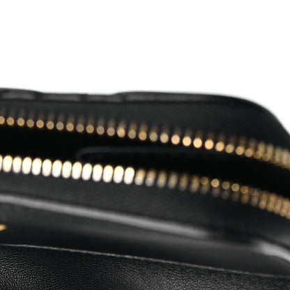 Christian Dior Grained Calfskin Supple Cannage Caro Scarlet Zipped Wallet Black 7 of 7