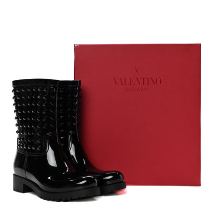 Valentino Garavani Rubber Rockstud Short Rainboots 41 Black 10 of 10