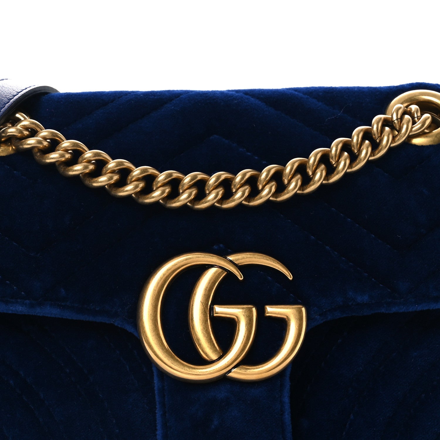 Gucci Velvet Matelasse Mini GG Marmont Shoulder Bag Cobalt Blue 8 of 12