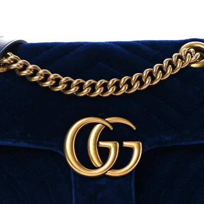 Gucci Velvet Matelasse Mini GG Marmont Shoulder Bag Cobalt Blue 8 of 12