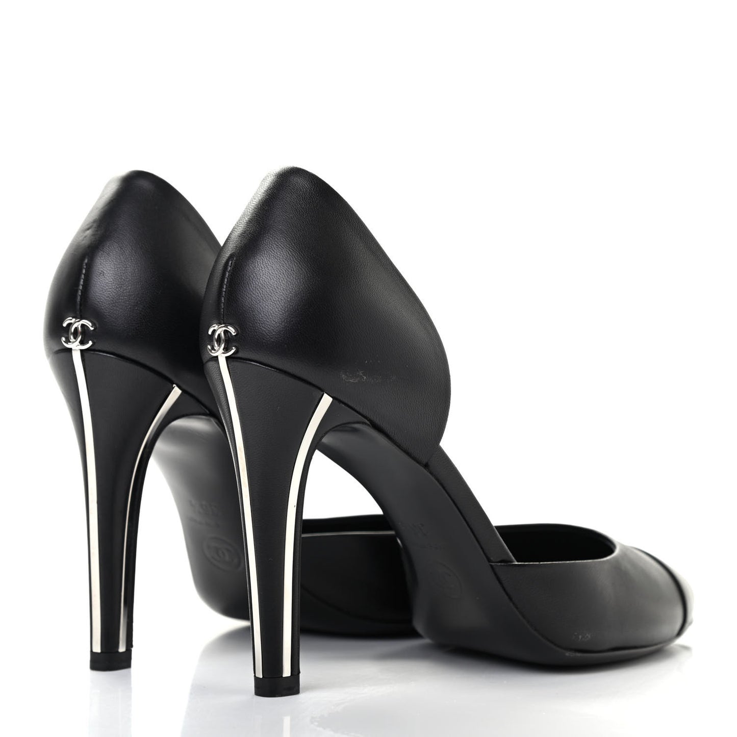 Lambskin Cap Toe d'Orsay Pumps 36.5 Black