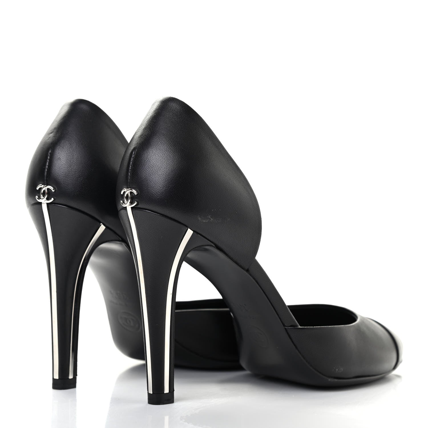 Chanel Lambskin Cap Toe d'Orsay Pumps 36.5 Black 4 of 12