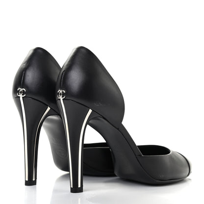Chanel Lambskin Cap Toe d'Orsay Pumps 36.5 Black 4 of 12
