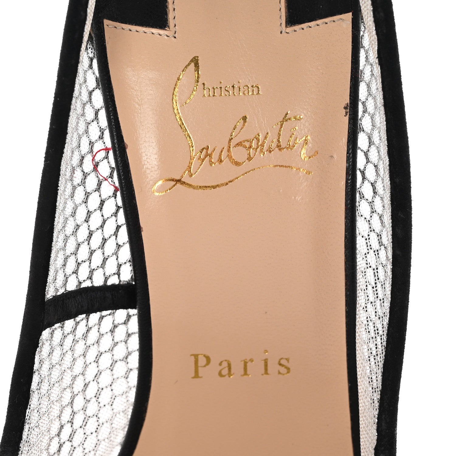 Christian Louboutin Fishnet Kid Suede Resille Follies 120 Pumps 39.5 Natural Black 8 of 11