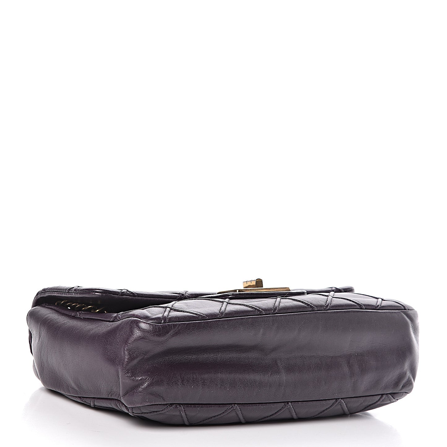 Calfskin Diamond Debossed Medium Cosmos Flap Purple