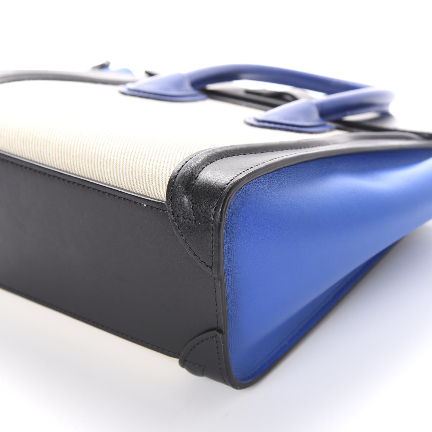Celine Canvas Smooth Calfskin Nano Tri-Color Luggage Natural Blue 9 of 10