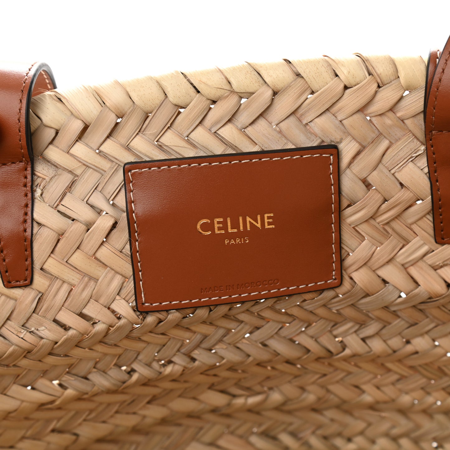 Raffia Calfskin Triomphe Medium Panier Tan
