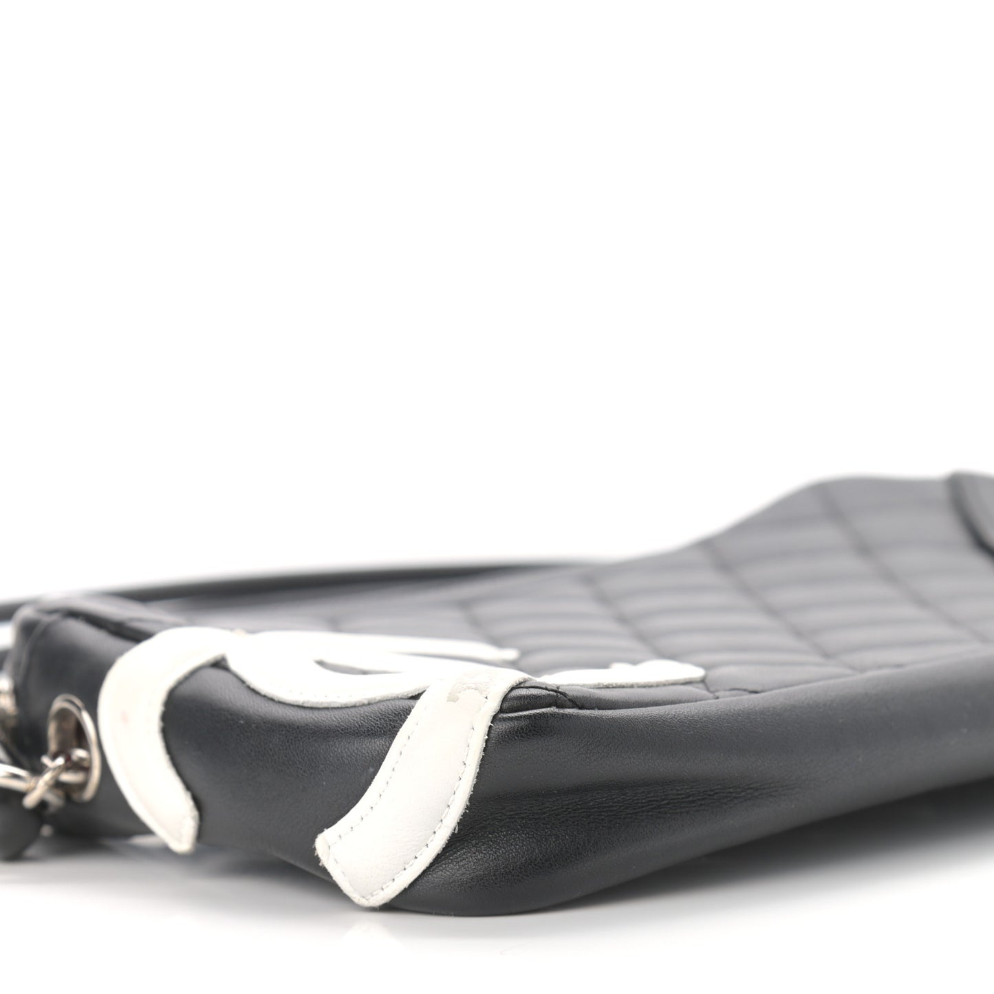 Calfskin Quilted Cambon Pochette Black White