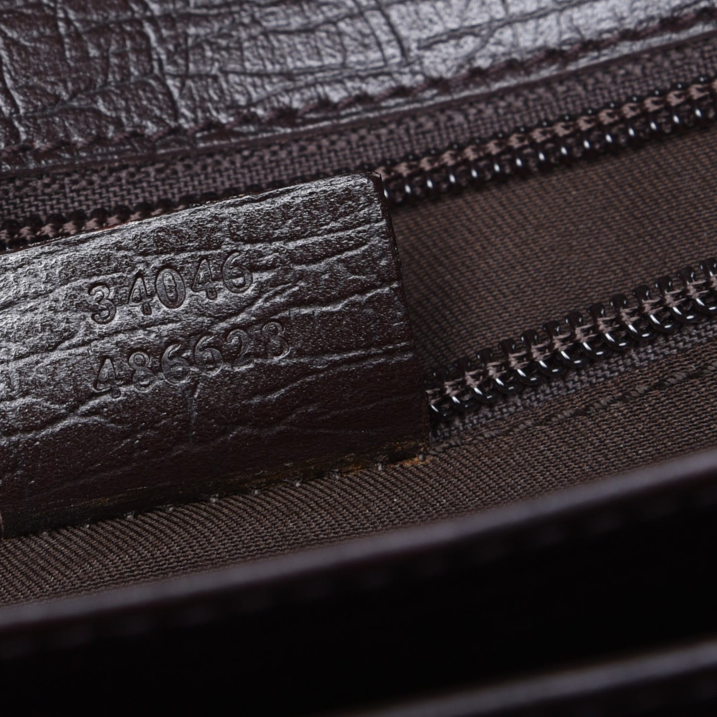 Calfskin Embossed Gusset Briefcase Brown