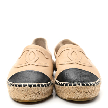 Chanel Lambskin CC Espadrilles 35 Beige Black 2 of 11
