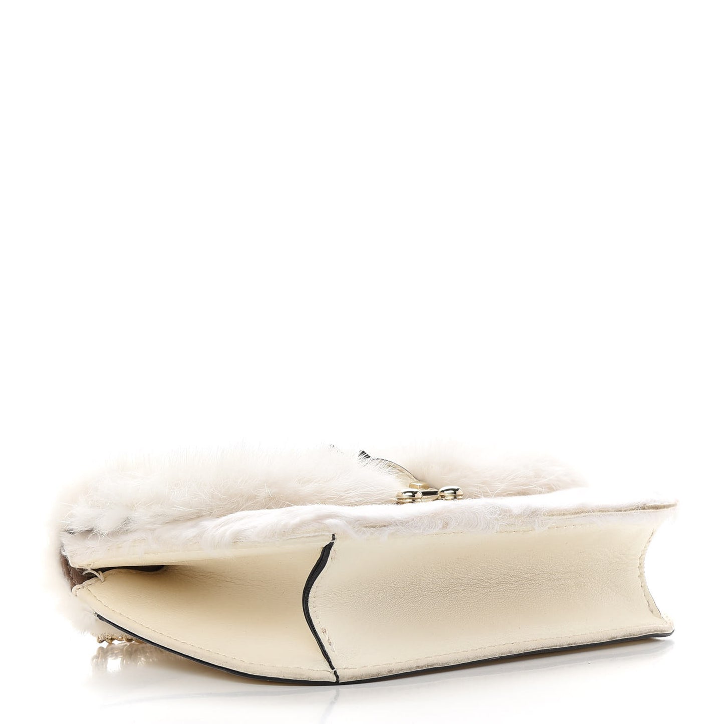 Mink Fur Lambskin Small Glam Lock Rockstud Flap White