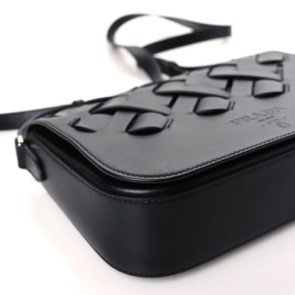Prada Vitello Intreccio Tress Shoulder Bag Black 7 of 8