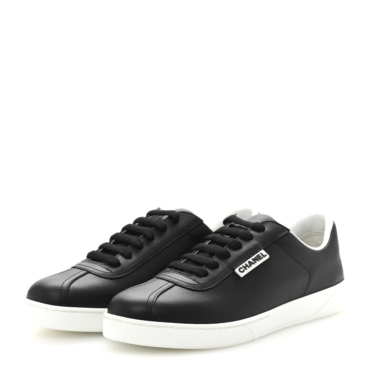 Chanel Calfskin CC Womens Sneakers 38 Black 4 of 9
