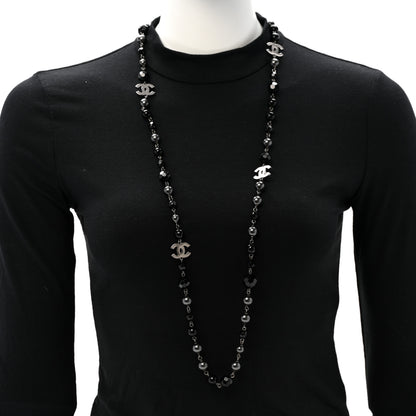 Chanel Ruthenium Beaded CC Long Necklace Black 2 of 5