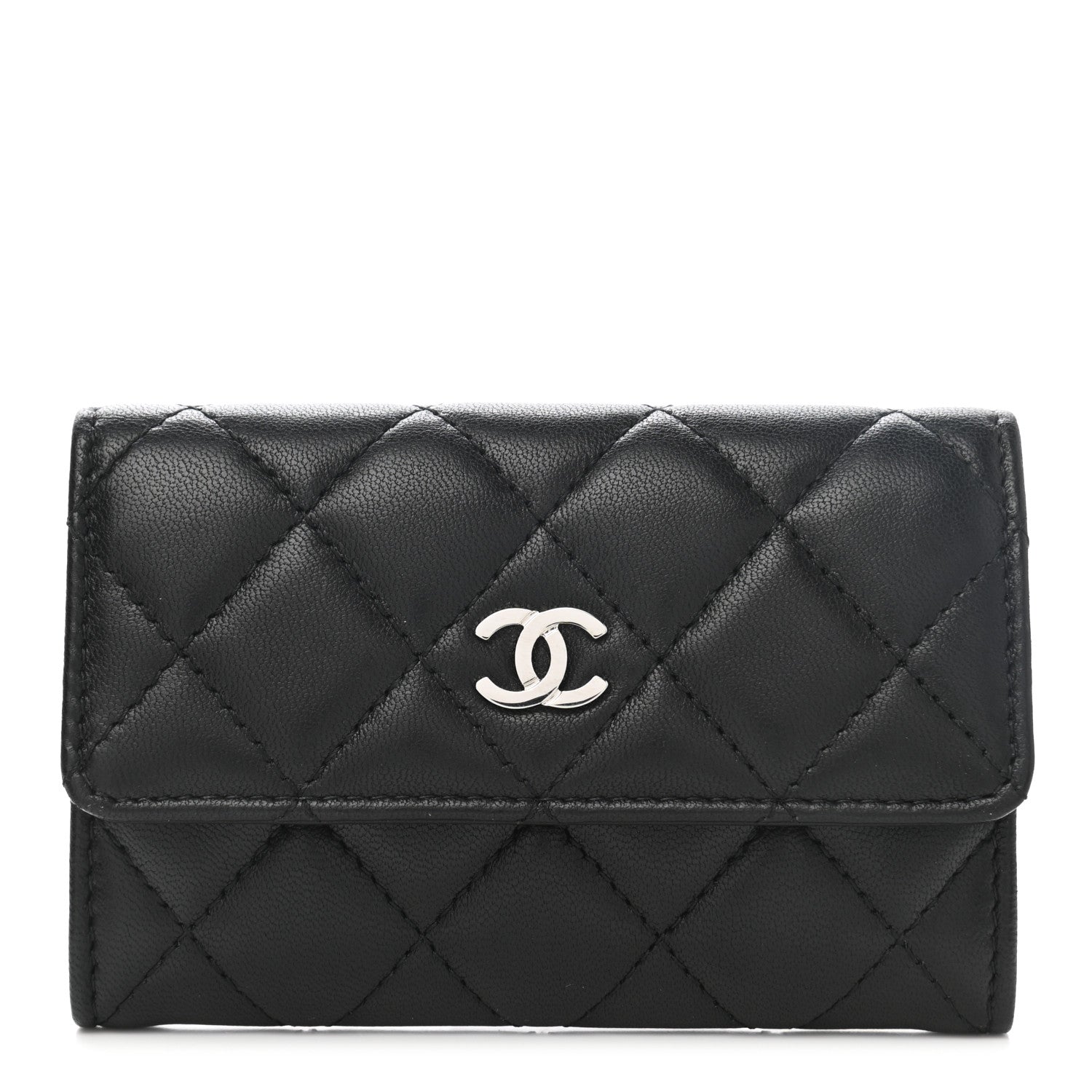 Chanel Lambskin Quilted Flap Card Holder Black 1 of 10