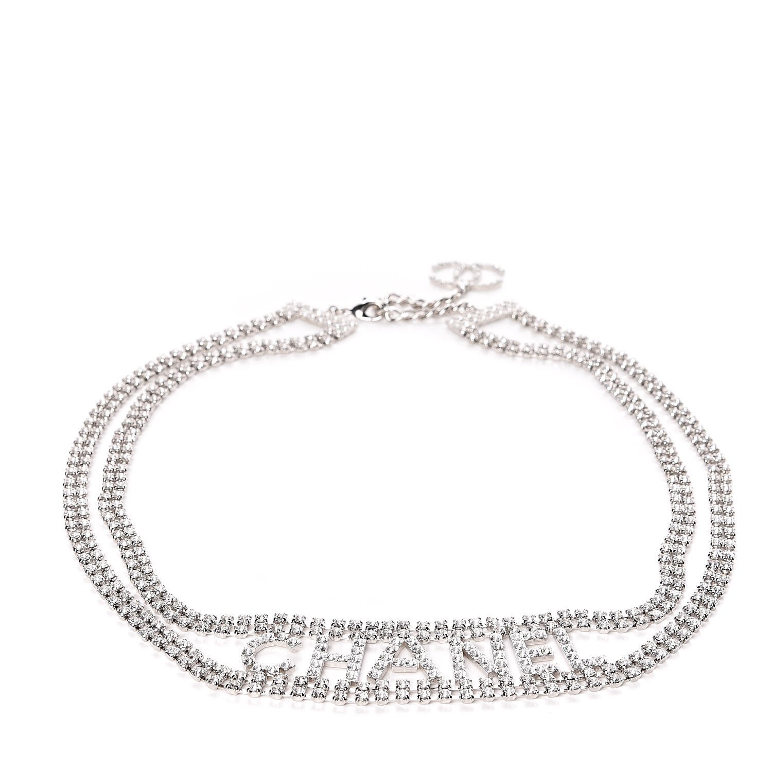 Chanel Crystal Logo Chain Belt Silver 1 of 5