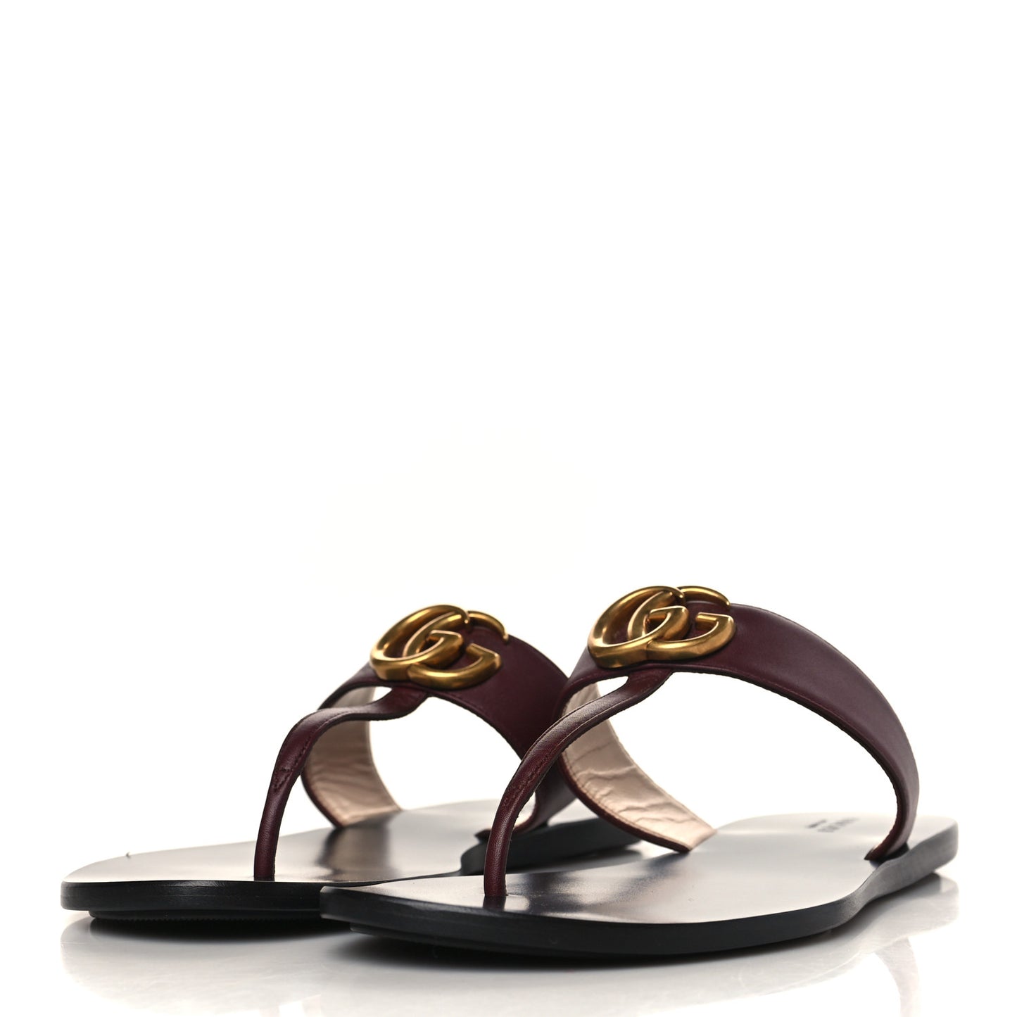 Calfskin GG Marmont Thong Sandals 38.5 Vintage Bordeaux