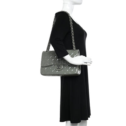 Chanel Patent Quilted Jumbo Double Flap Light Green 2 of 16