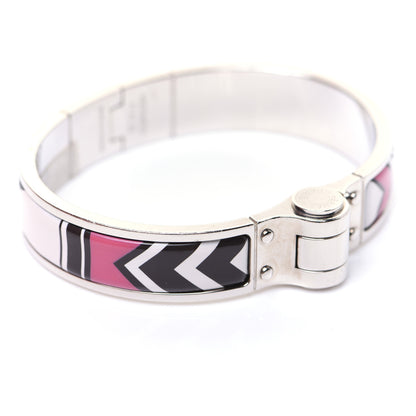 Hermes Enamel Printed Narrow Washington's Carriage Tattoo Hinged Bracelet S Faux Gris 13 of 13