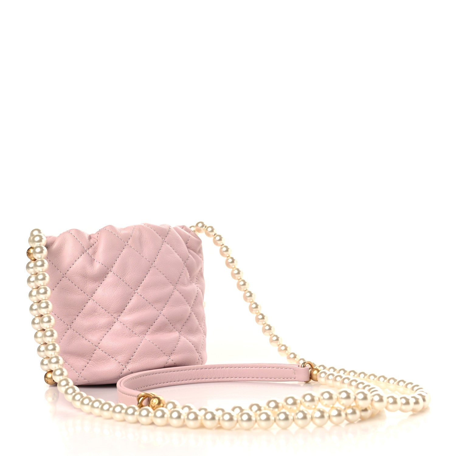 Chanel Calfskin Quilted Pearl Mini About Pearls Drawstring Bucket Light Pink 3 of 9