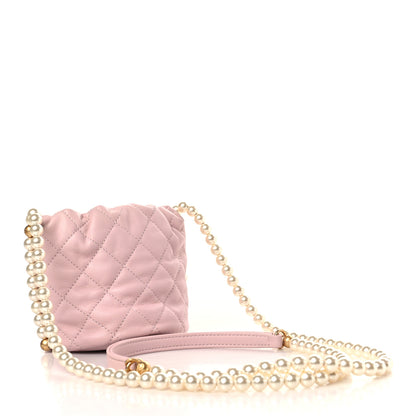 Chanel Calfskin Quilted Pearl Mini About Pearls Drawstring Bucket Light Pink 3 of 9