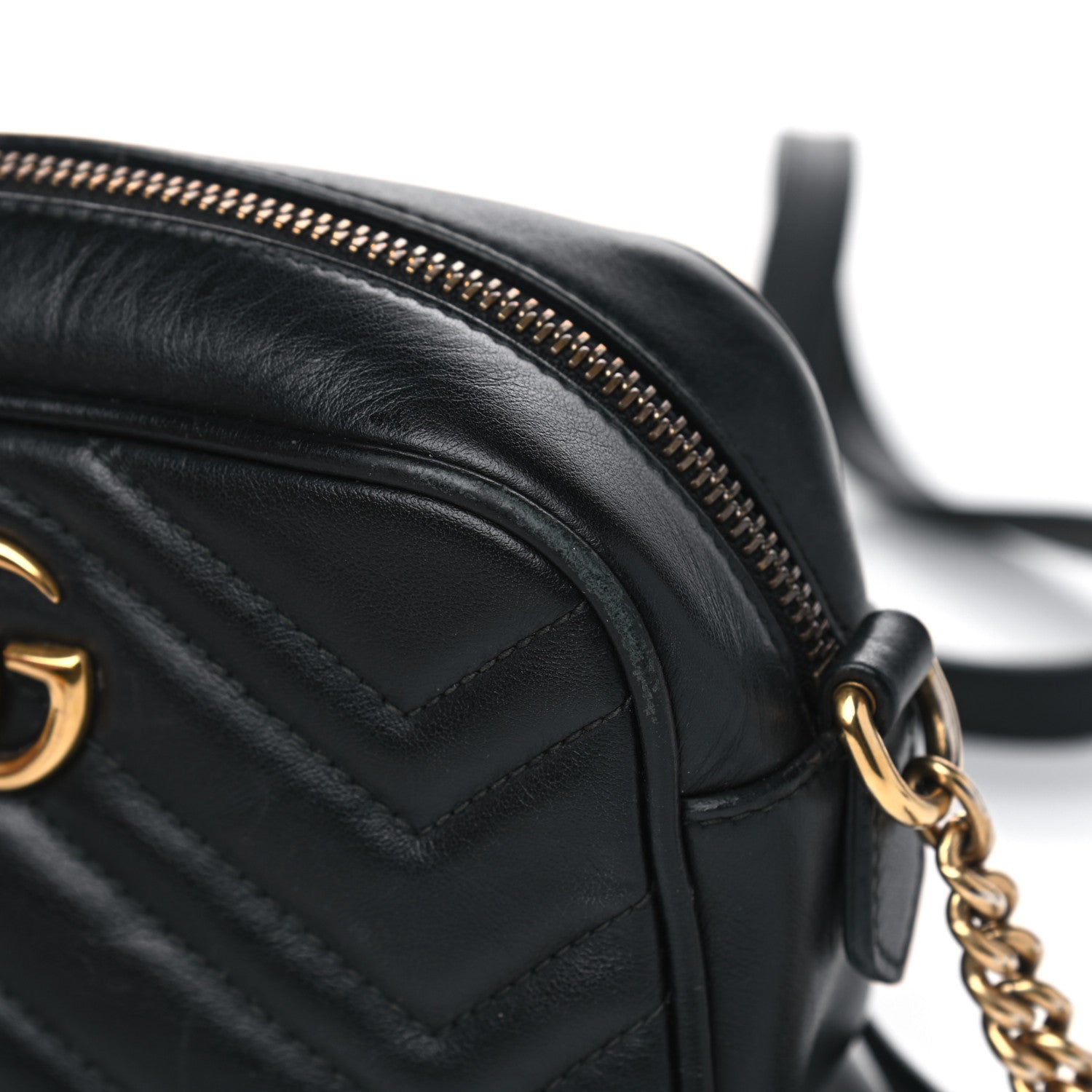 Gucci Calfskin Matelasse Mini GG Marmont Chain Shoulder Bag Black 14 of 14