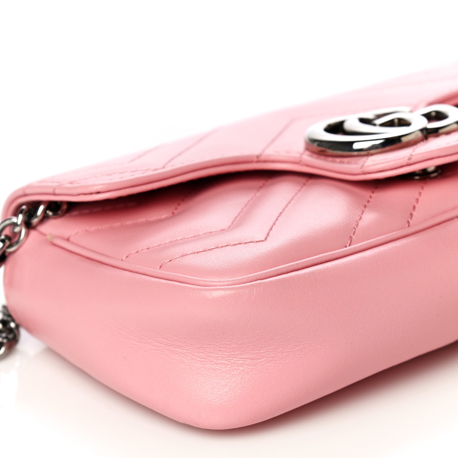 Gucci Calfskin Matelasse Super Mini GG Marmont Shoulder Bag Wild Rose 8 of 11
